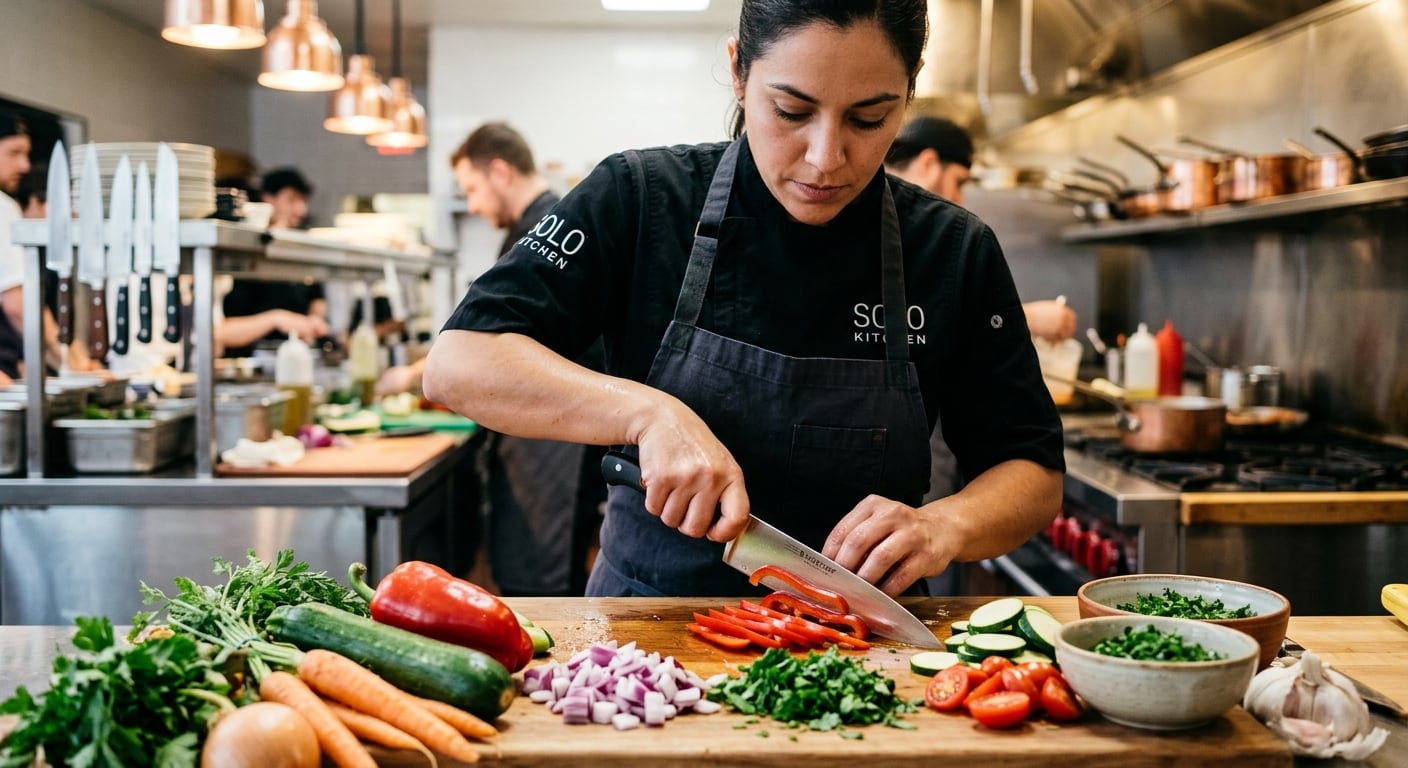 Chef preparing fresh culinary ingredients